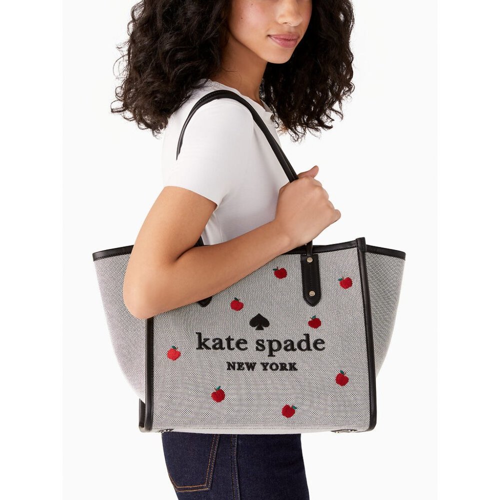 Kate Spade Ella Large Orchard Toss Embroidered Shoulder Bag with Zipper